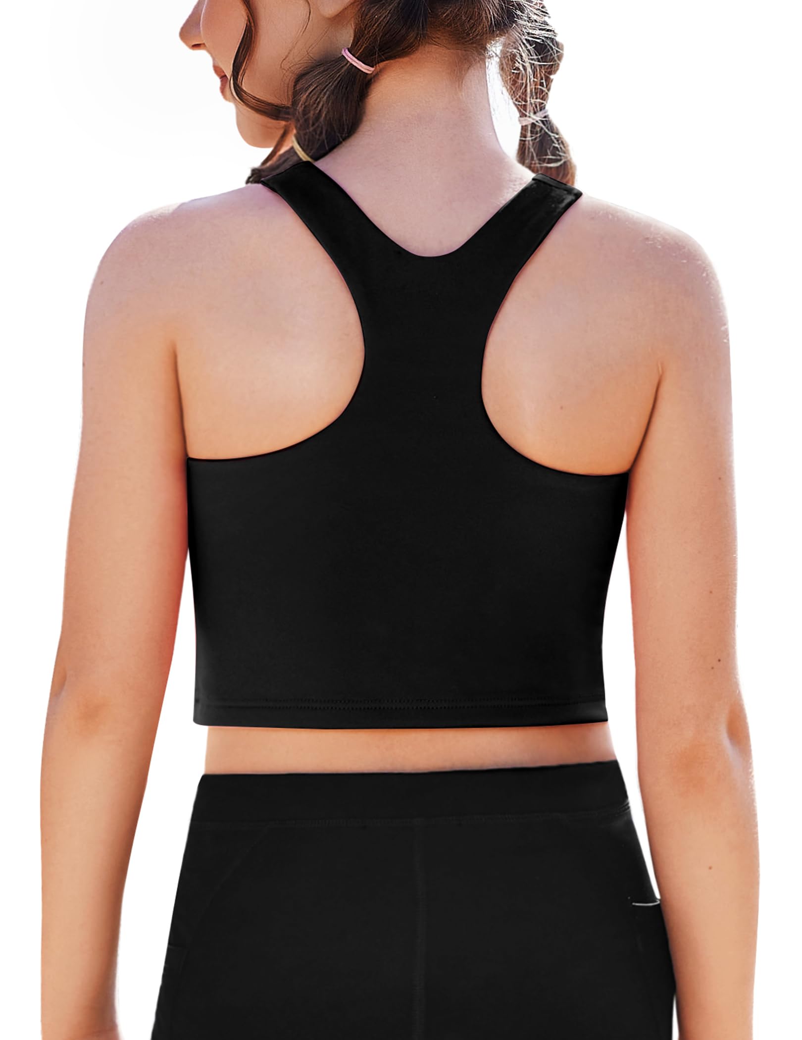 Zaclotre Girls Tank Tops Double Lined Racerback Crop Tops Athletic Shirts