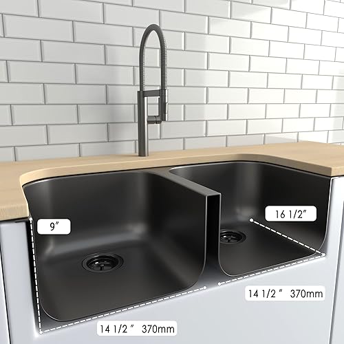 Miniatura 5 de LQS Fregadero de cocina Undermount de 32 x 18 pulgadas, fregadero de cocina de acero inoxidable, fregadero de cocina de acero inoxidable 5050 de