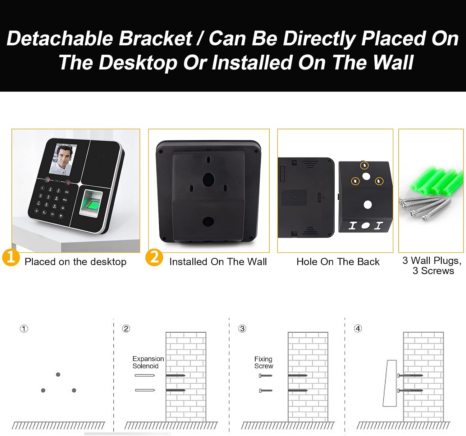 JIAN BOLAND Time Clocks for Employees Small Business Biometric Face Recognition Attendance Terminal Clock Machine Fingerprint Checking-in Recorder USB Download Data No Monthly Fee : Office Products