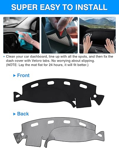 Miniatura 79 de Autorder Alfombrilla para tablero de instrumentos para Toyota Tundra 2014-2021, accesorios para salpicadero, cubierta de franela, protector de rayos