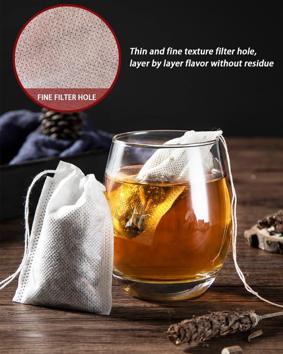 200pcs Disposable Tea Bags for Loose Leaf Tea, Tea Filter Bags with Free Tea Spoon for Loose Tea Loose Leaf Tea, Coffee, Spice, Herbs (QS53)