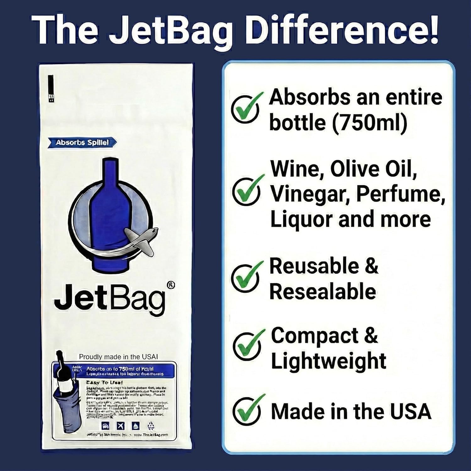 JetBag Bold - The Original ABSORBENT Wine Bottle Travel Protector Bags - Resusable Bottle Bags (6 Pack) MADE IN THE USA - Image 3