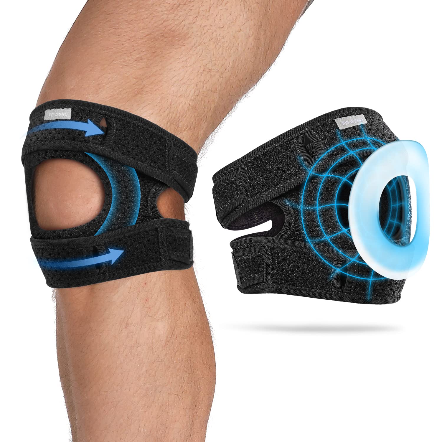 Fit Geno 1Pack Patella Knee Brace for Knee Pain, Knee Compression Sleeve Knee Brace