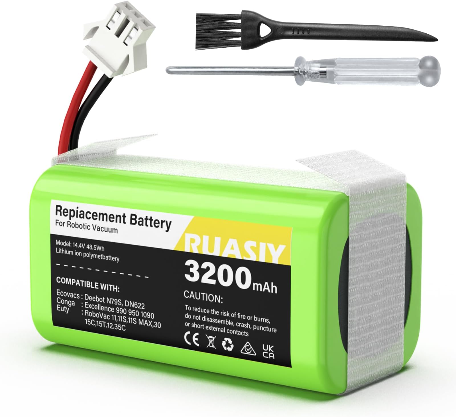14.4v Vacuum Robot Battery Replacement: for Eufy Robovac 11S 11 30C 30 25C 15C 15T G30 G20 - 3200mAh Vacuum Batteries for Ecovacs Deebot N79 N79w N79w DN622, Shark Ion Rv750, Goovi, Amarey, Coredy Etc