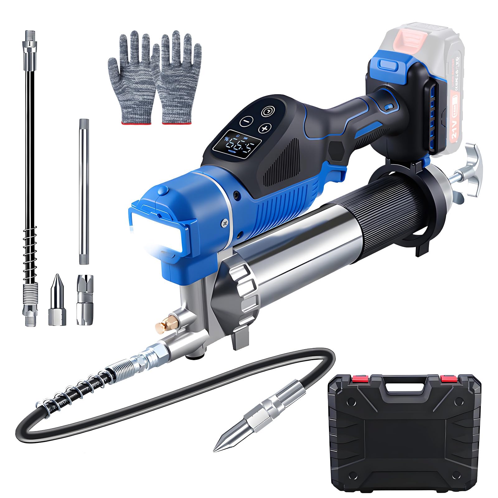Elektrische Fettpresse kompatibel mit Makita 18V Akku, 12000 PSI, 5,3 oz/min Durchfluss, Akku-Fettpresse, 90 ° Schwenkkupplung, effizient für LKW, BAU, Bauernhof (Batterie Nicht enthalten)