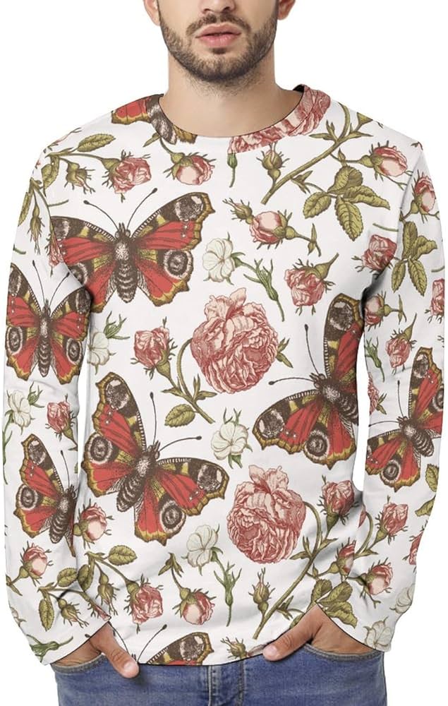 Amazon.co.jp: 蝶柄 花柄 長袖tシャツ メンズ レディース ロングt