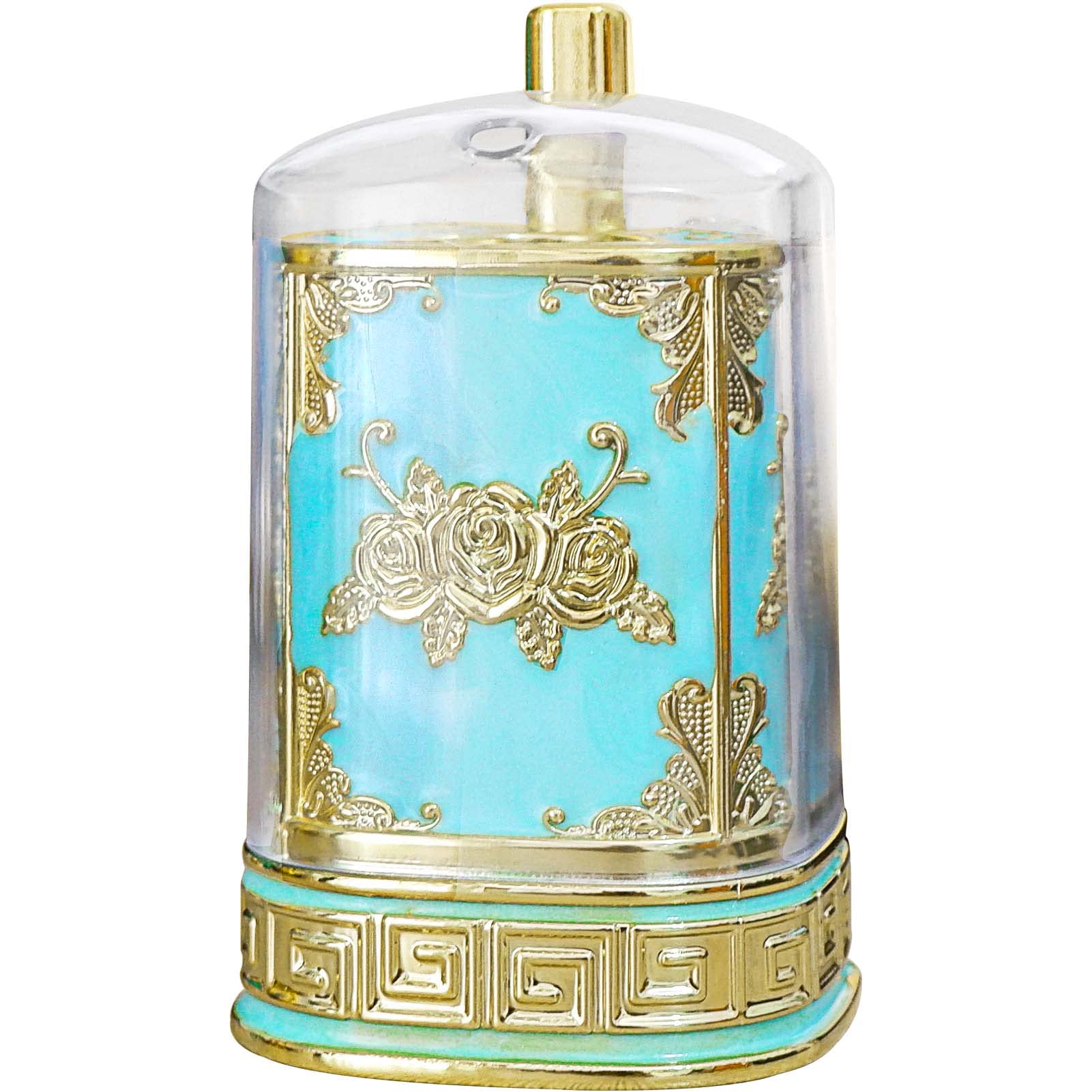 JXMC Vintage Automatic Toothpick Holder Box,Press Type Toothpick Dispenser Toothpicks Box with Clear Cover for Kitchen Home Restaurant,Art Decor (Blue)