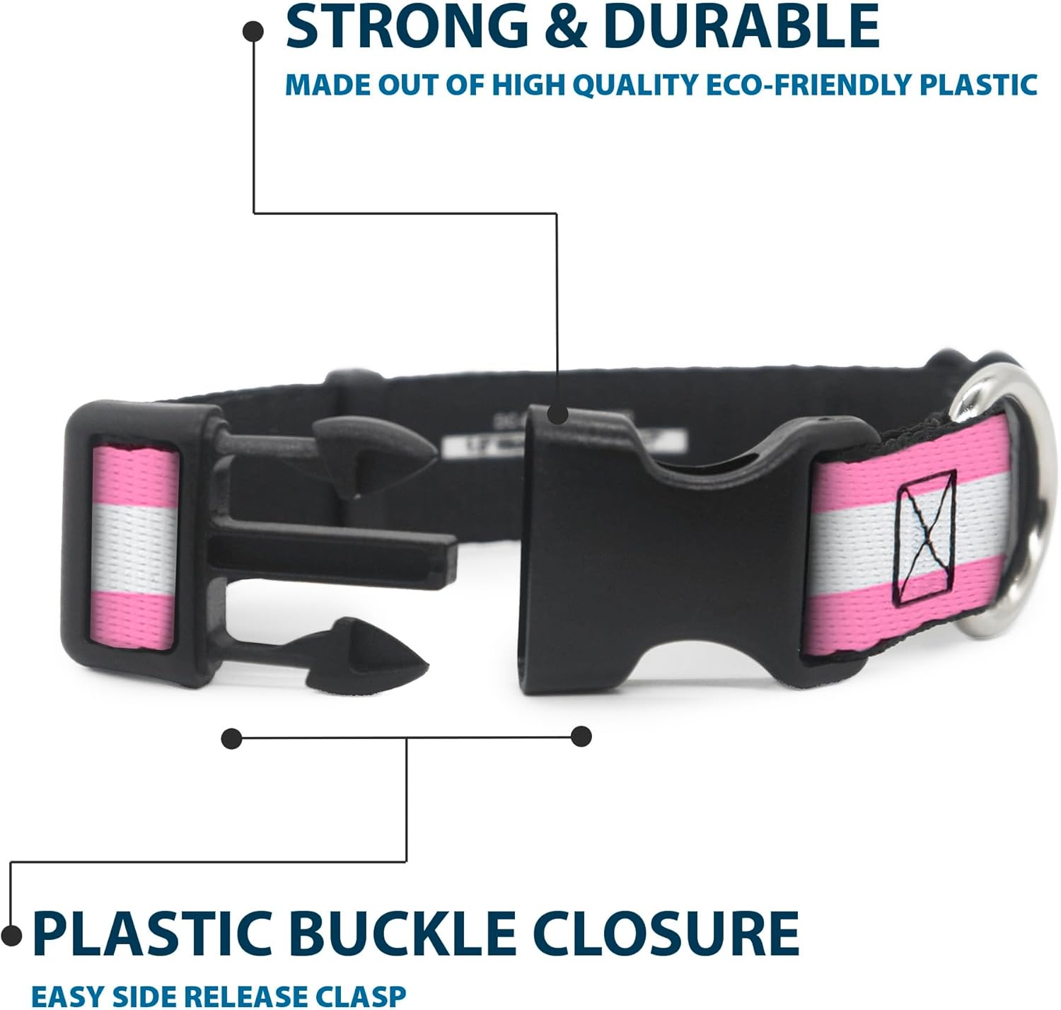Buckle-Down PC-W35526-WM Plastic Clip Collar, 1.5" Wide-Fits 16-23" Neck-Medium
