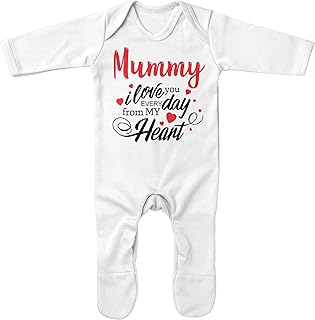 Purple Print House Baby,Clothing,Baby Boys 0-24m,Bodysuits & One-Pieces,Rompers Purple Print House Mummy I Love You Romper Suit - Cute Valentines Day Present Gift Idea Baby - Sleepsuit Romper Baby Grow Top Outfit, Baby