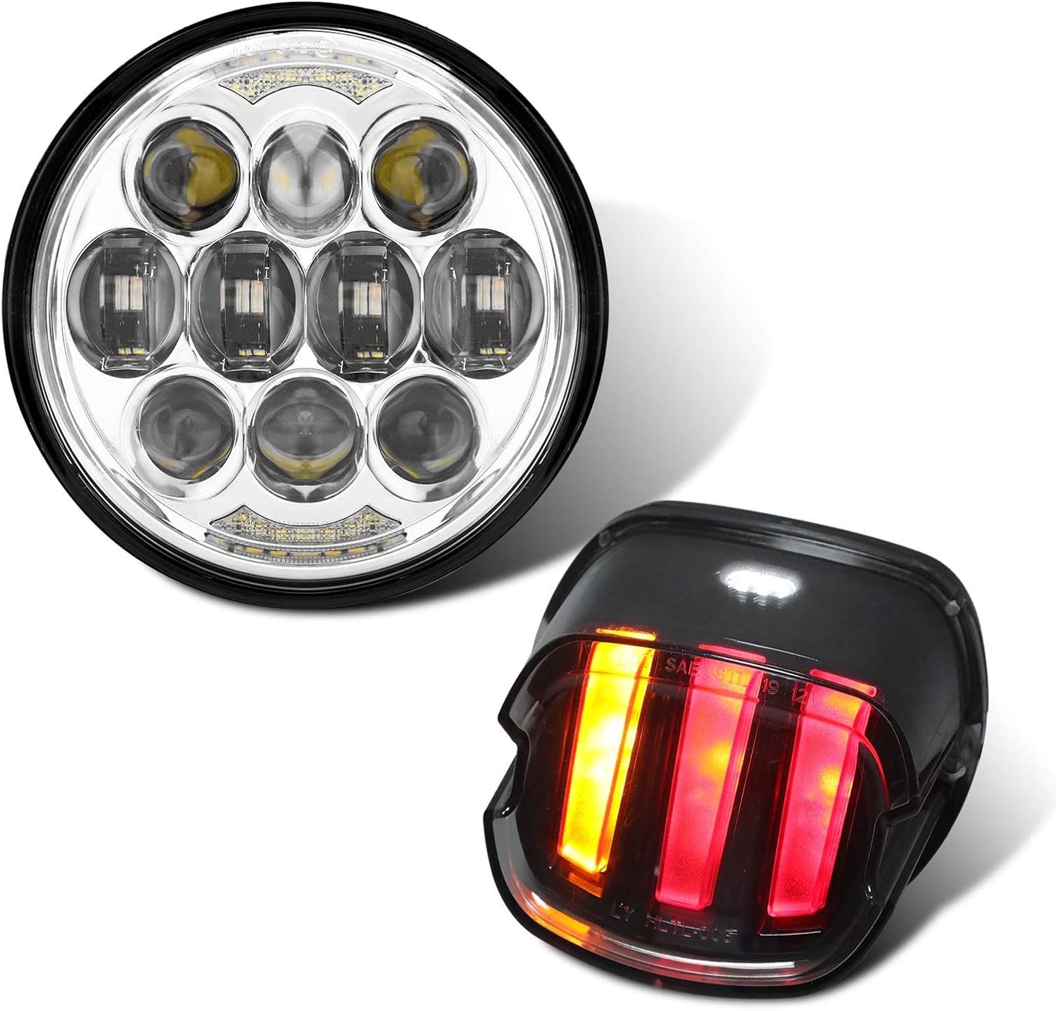 5-3/4 5.75″ Round LED Headlight with Tail Light Compatible with Motorcycles 5-3/4 5.75″ Round LED Headlight with Tail Light Compatible with Motorcycles