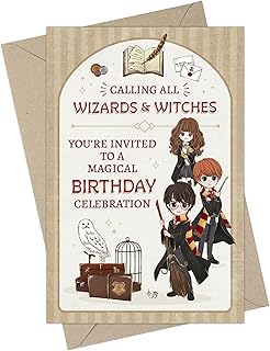 CON*QUEST Harry Potter Wizards & Witches Fill-in-the-Blank Magical Birthday Invitation & Envelope Box Set, Includes 20 Blank Invites & 20 Corresponding Envelopes, 4'' x 6'', Officially Licensed