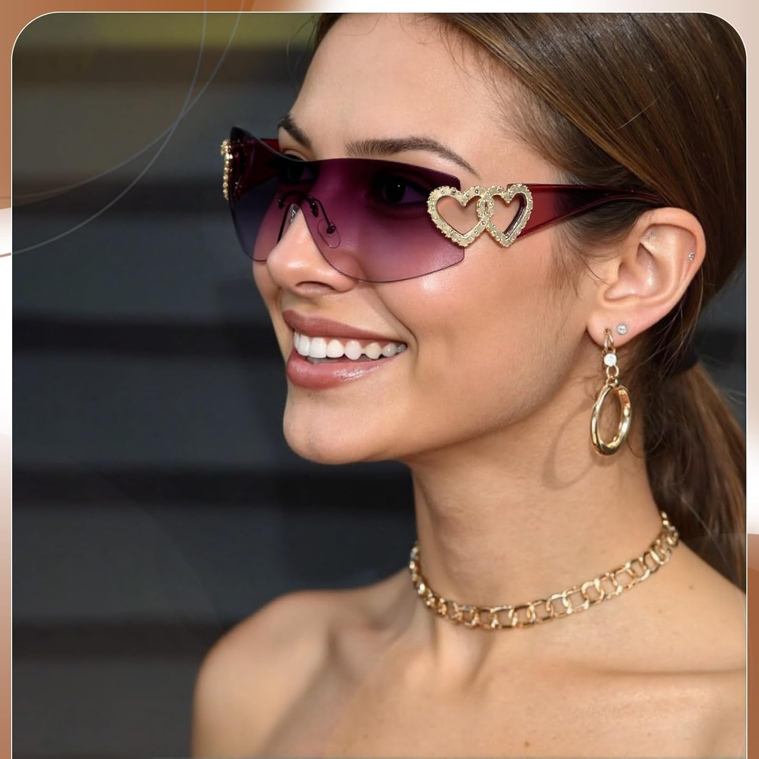 Y2K Sunglasses for Women, Wrap Around Sun Glasses Men Gradient Lens Trendy Retro Eyewear for 90s 2000s Party - Image 6