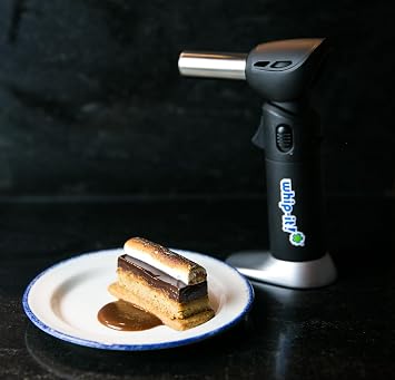 Whip-It! Flex, Black Chrome - Rotating 3 Angles Chef Culinary Cooking Lighter with Adjustable Flame & Safety Lock, Creme Brulee Torch for Cooking, Dessert, Baking