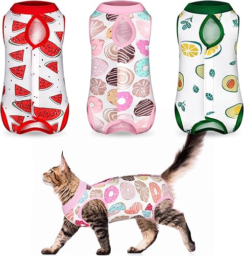 Miniatura 8 de Traje de recuperación para gatos, 3 piezas, traje de recuperación de gatitos, alternativa al collar electrónico para gatos y perros, traje de pijama