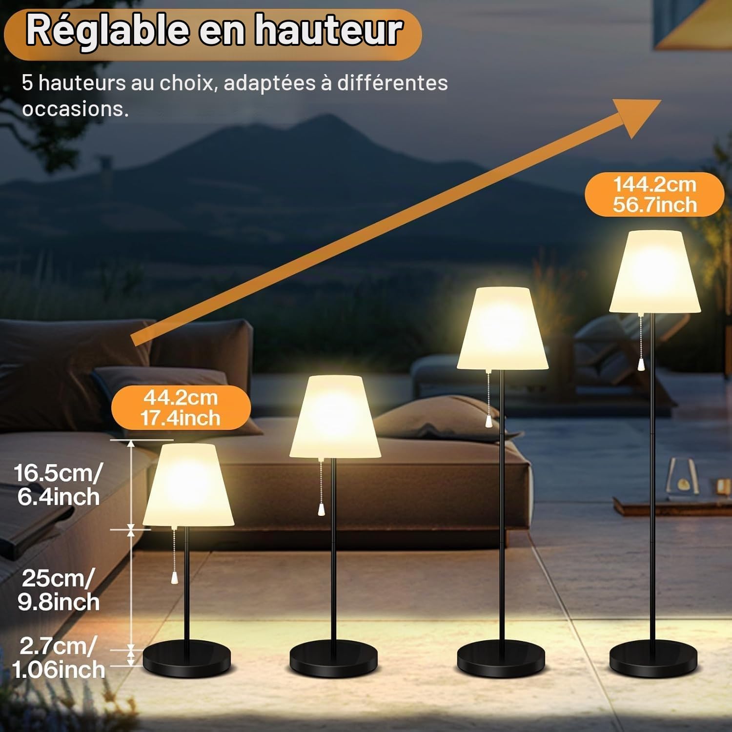Lampe Solaire Sur Pied Pour ExtéRieur Avec Capteur de LumièRe, étanche IP65, Rechargeable Par USB, Intensité Variable En Blanc Chaud Et Rgb, Lampe Sur Pied Sans Fil Pour Terrasses