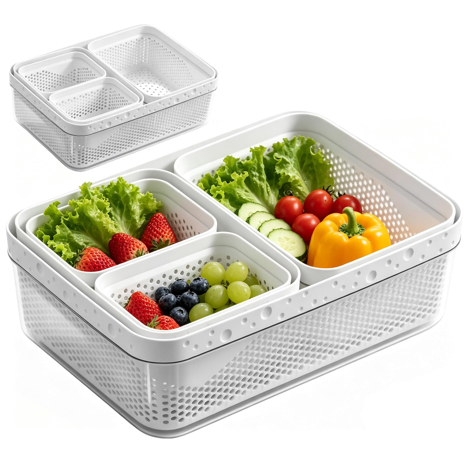 10Pcs Colander with Bowl Food Strainer Mixing Bowl Vegetable Washing Basket