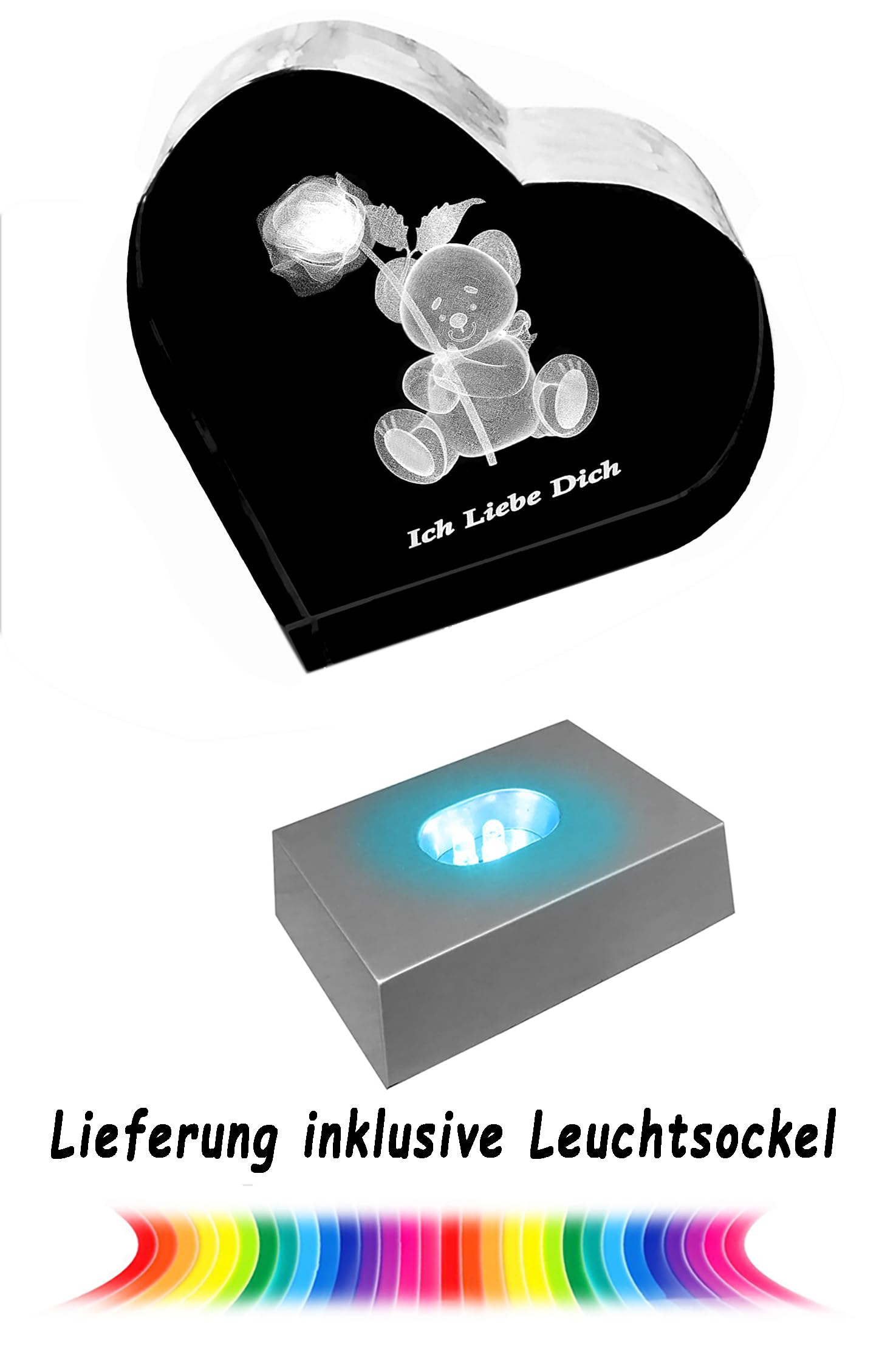 Kristall Glasblock Mit 3D-Lasergravur – LED Nachtlicht, Personalisierbar, Perfekt Als Geschenk
