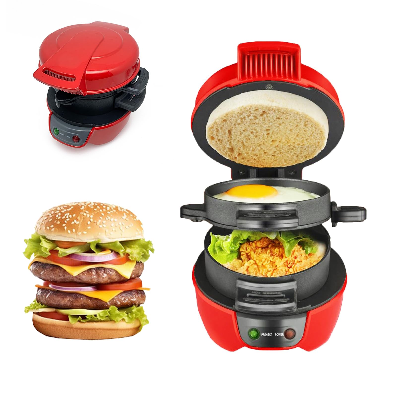 Tostapane Per Panini E Hamburger - 600W | Piastre Antiaderenti | Grigio Argento | Lavabile In Lavastoviglie