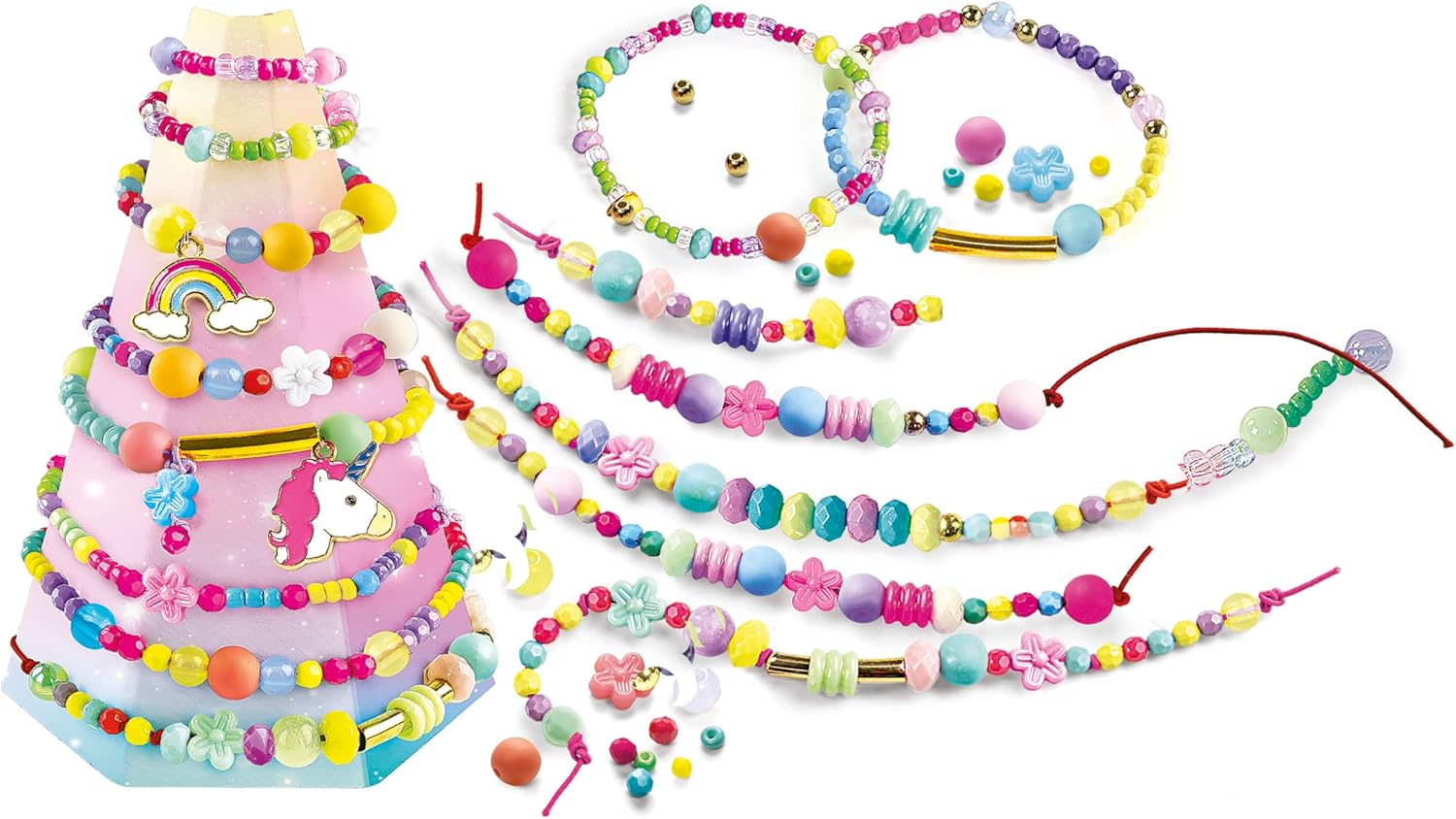 Clementoni - Crazy Chic-My Unicorn Bracelets-Kit Te, Making Set, 7 Years Play, Girls' Friendship Bracelets, Craft, Multicoloured, 18792