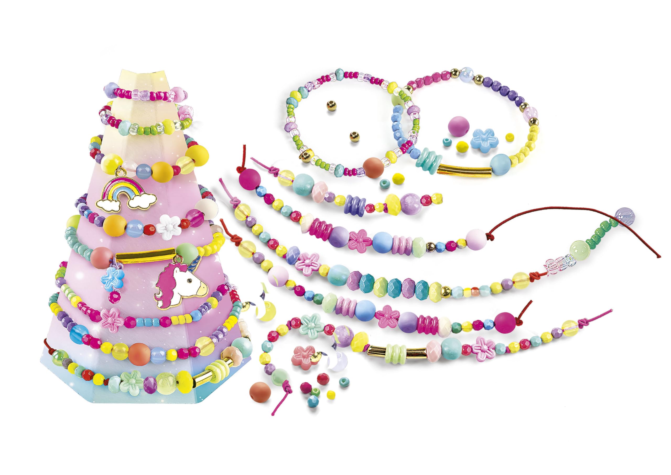 Clementoni Crazy Chic - My Unicorn Bracelets, Giochi Creativi per Bambini 7+ Anni, Kit Braccialetti Fai da Te Bambina, con Charm a Forma di Unicorno e Arcobaleno, Idea Regalo Creativo, 18792