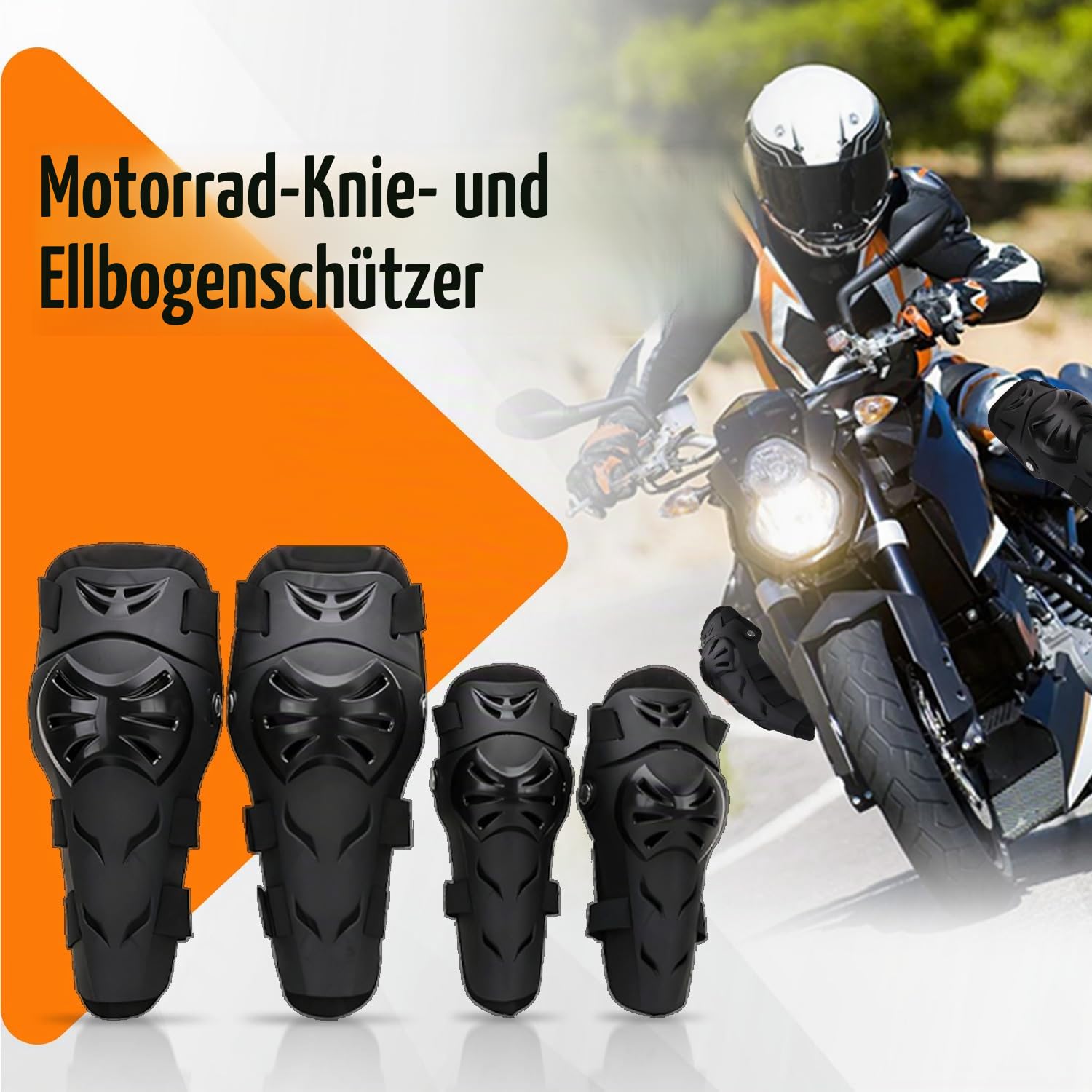 Motorrad Knieschoner und Ellenbogenschoner Set - 4 Stück verstellbare Knie Schutz und ellenbogenschützer Erwachsene Rüstung Motorrad Schutzausrüstung für Motocross Enduro Racing