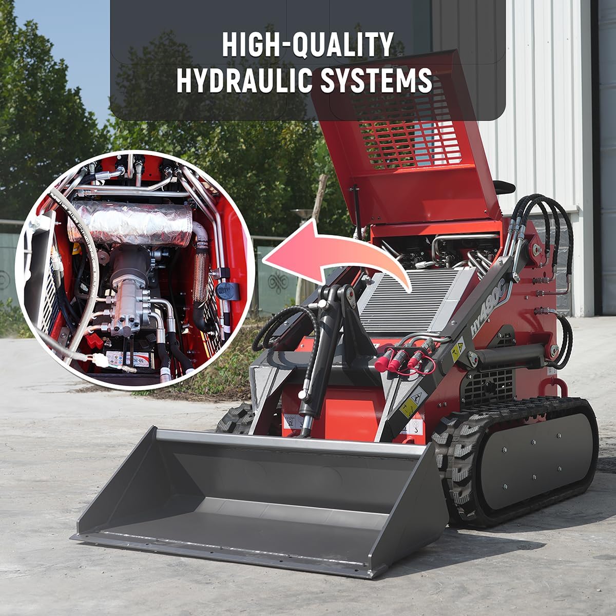 HY480C FREE SHIP/unloading Mini Skid Steer Loader 23HP EPA Engine With 4-IN-1 BUCKET