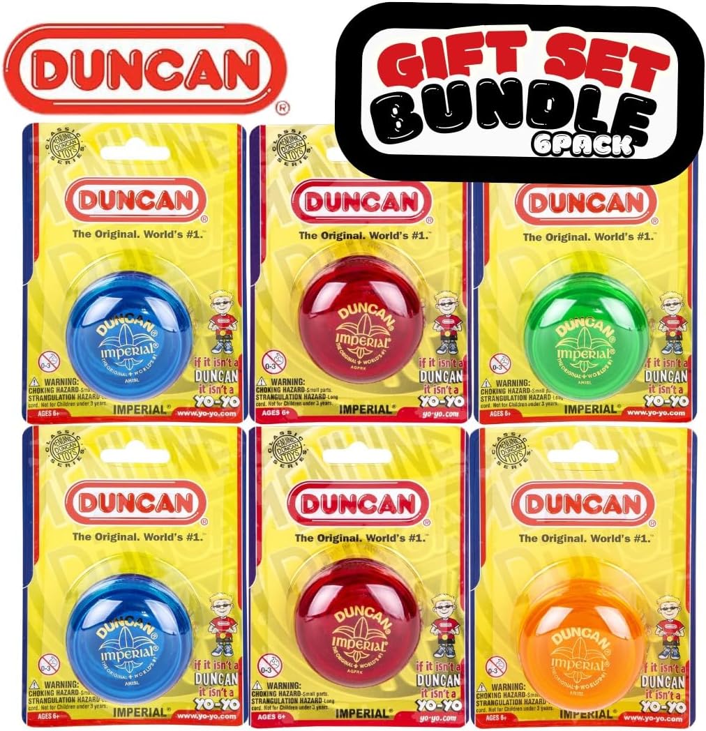 Duncan Toys Imperial Yo-Yo (6-pc), Beginner Yo-Yo with String, Steel Axle and Plastic Body, Assorted Colors