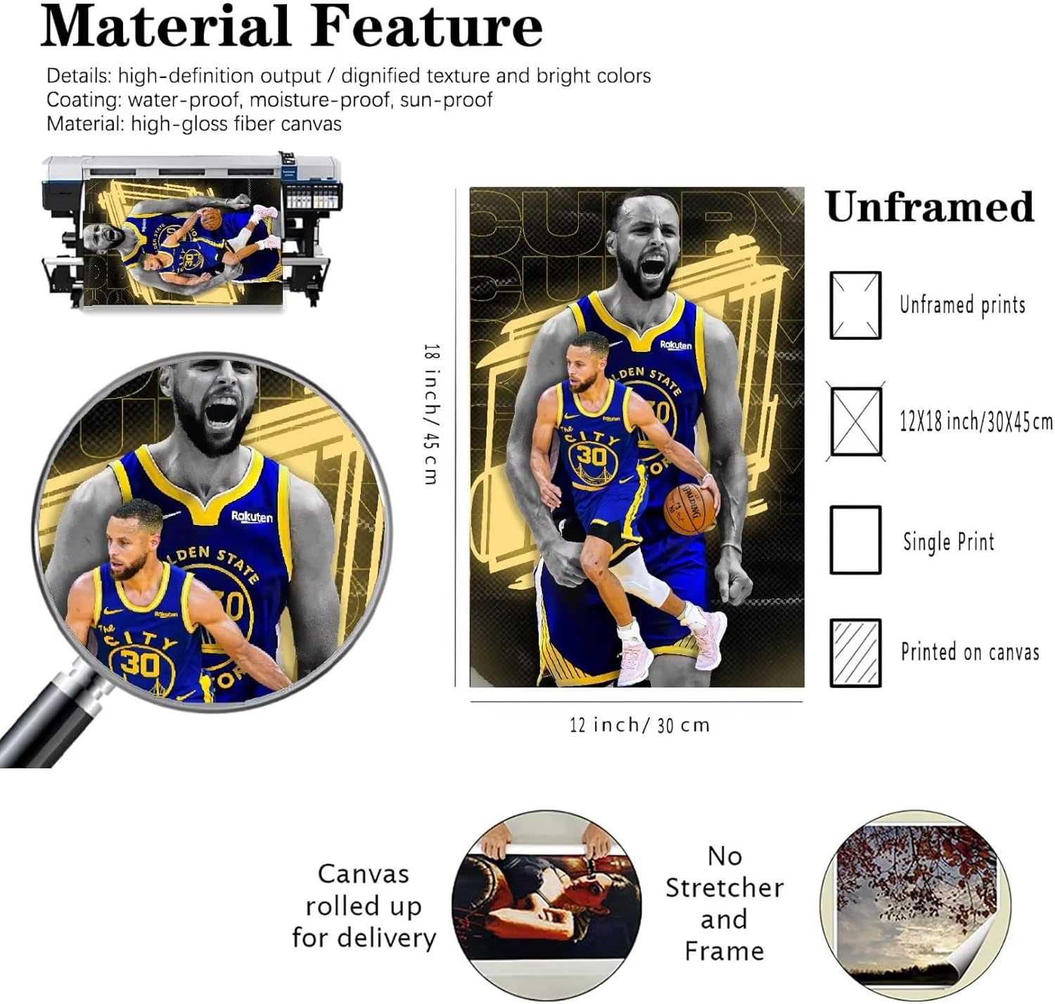 JADESA Inspiring Stephen Poster Curry 12x18inches Unframed Canvas Decoration Wall Art Gym Office Paintings Artistic Design Poster Transform Your Space - Image 2