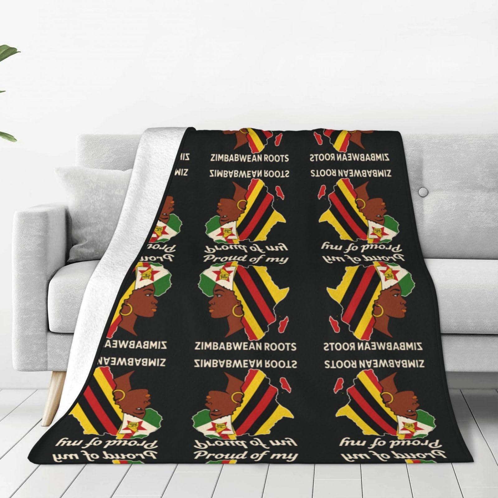FHIZOAL Map Outline Of Zimbabwe Ultra-Soft Micro Fleece Blanket Flannel Blanket Skin Friendly Breathable Couch Bed Living Room