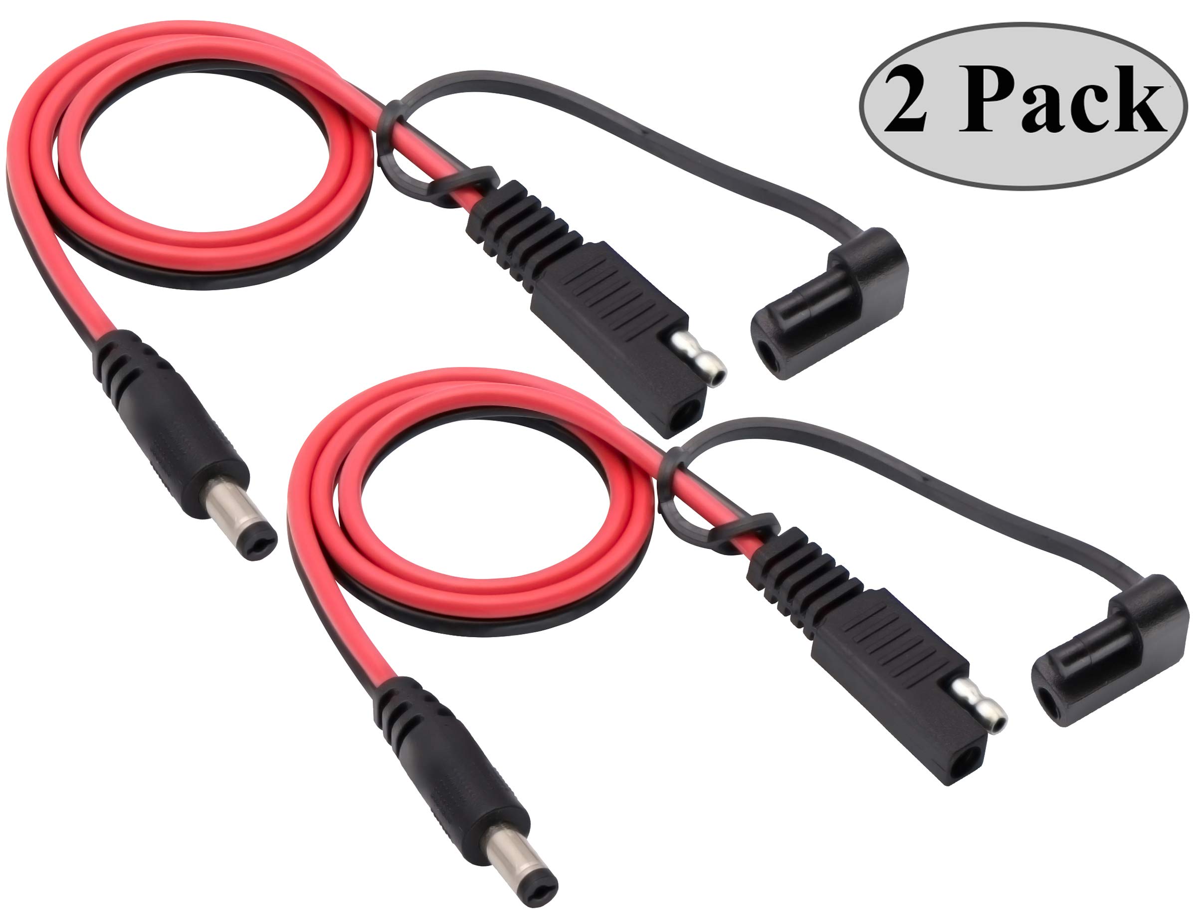 CC a SAE Cavo Spina SAE a CC 5,5 mm x 2,1 mm Adattatori Maschio Cavi per Pannelli Fotovoltaici per Autoveicoli Pannelli Batteria Solare Cavi di Collegamento(0,5M/1,5 Piedi-2 Pezzi)