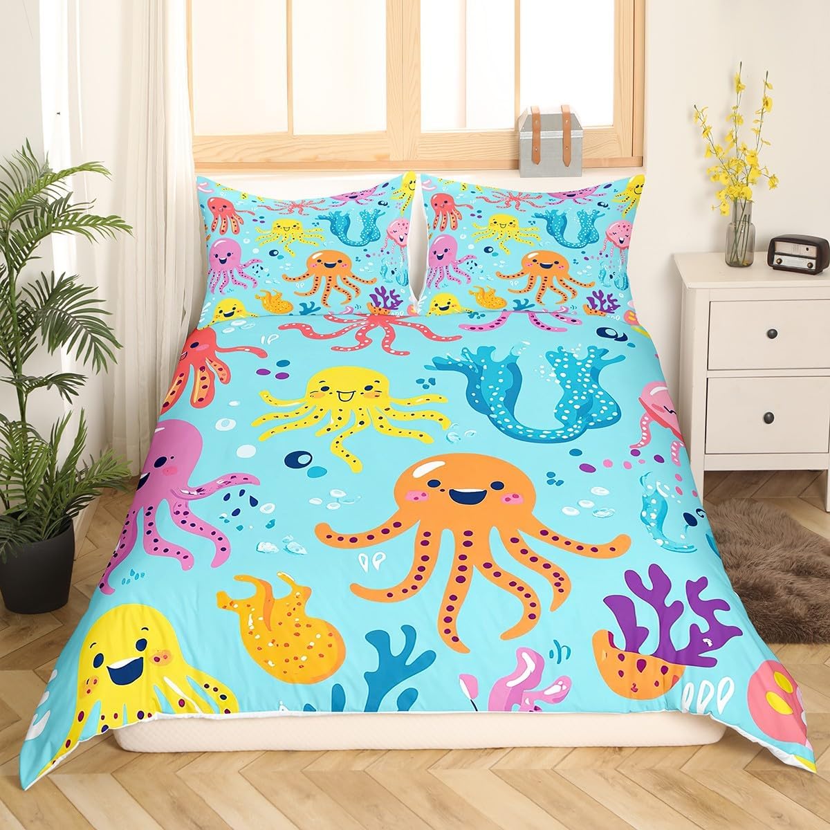 Erosebridal Cute Koala Comforter Cover Full Size Kawaii Pink Moon Stars Clouds Duvet Cover Rainbow Bedding Set for Kids Boys Girls Room Decor Grey Zoo Animal Bedspread Cover with 2 Pillow Cases