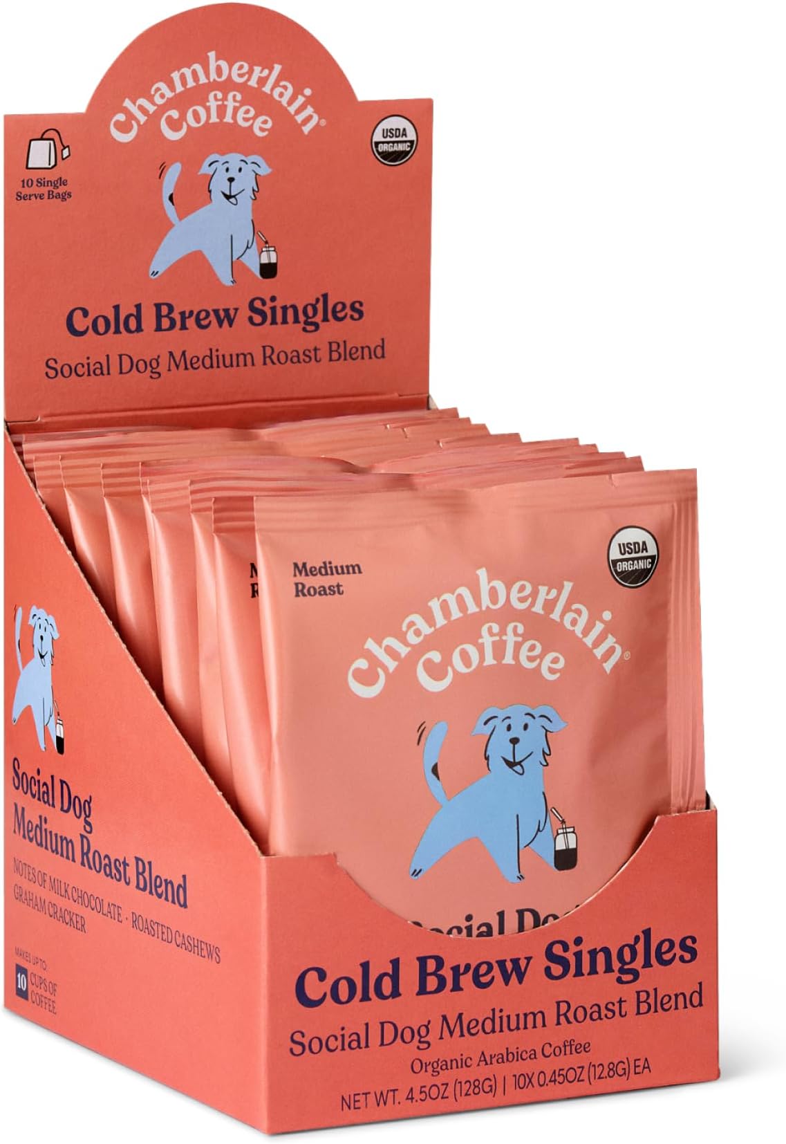 Organic Medium Roast Cold Brew Singles Medium Roast – 10 Single Serve Bags w/Different Flavors - For Summer Use, at Home, Camping, or Travel - Coffee Gift Set for Any Occasion