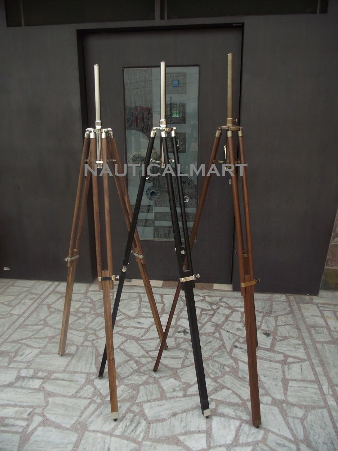 Set of 3 Tripod Wooden LAMP Stand by NAUTICALMART