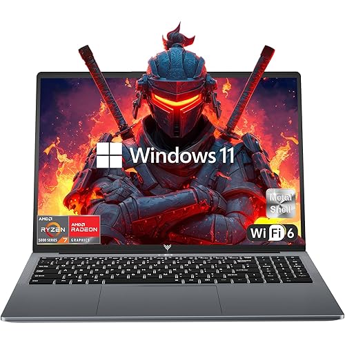 Gaming Laptop, 16.0inch Laptop Computer with AMD Ryzen 7 5825U(8C/16T, Up to 4.5GHz), 16GB RAM 512GB NVMe SSD Windows 11 Laptop, Radeon RX Vega 8 Graphics,WiFi 6, Backlit KB