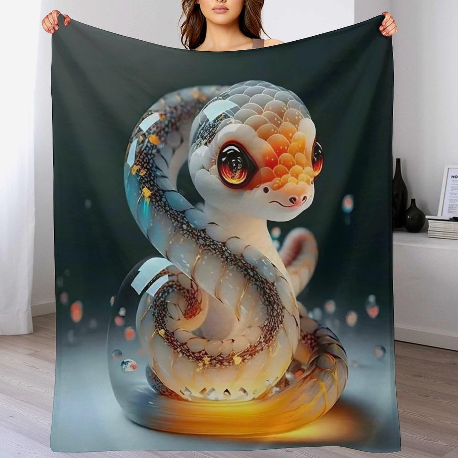 Couverture en flannel imprimé serpent plaid chaud cocooning de salon