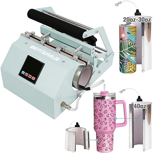 BetterSub 3in1 40 OZ Tumbler Mug Heat Press Machine 30 OZ 20 OZ 16 OZ Sublimation Straight Skinny Tumbler Mug,11 OZ 15 OZ 16 OZ Sublimation Mug Heat Transfer Teal