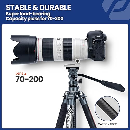 Miniatura 5 de Fotopro X-Aircross 3 Lite Video - Trípode ligero para cámara de viaje de 64 pulgadas con cabezal fluido, 2.27 libras, ultra ligero, portátil,