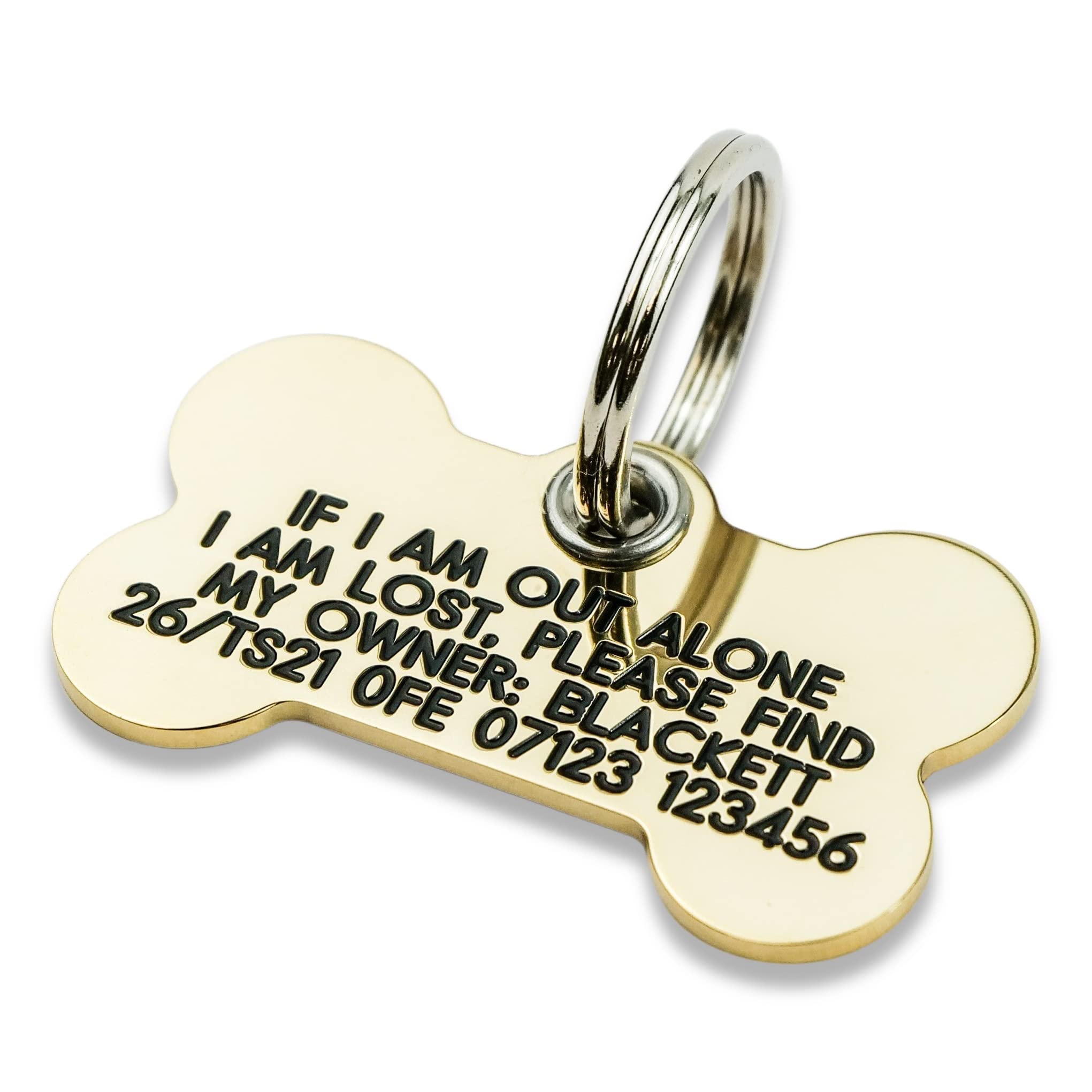 Deeply Engraved Solid Brass Bone Dog tag