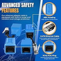 Vista 5 de TNP - Kit combinador/divisor de cable Ethernet RJ45 (2 pares), 2 macho a 1 hembra y 1 macho 1 hembra a 1 hembra adaptador de datos POE LAN Ethernet