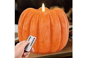 Flickering Flameless Wax Pumpkin LED Candle with Timer Remote Control