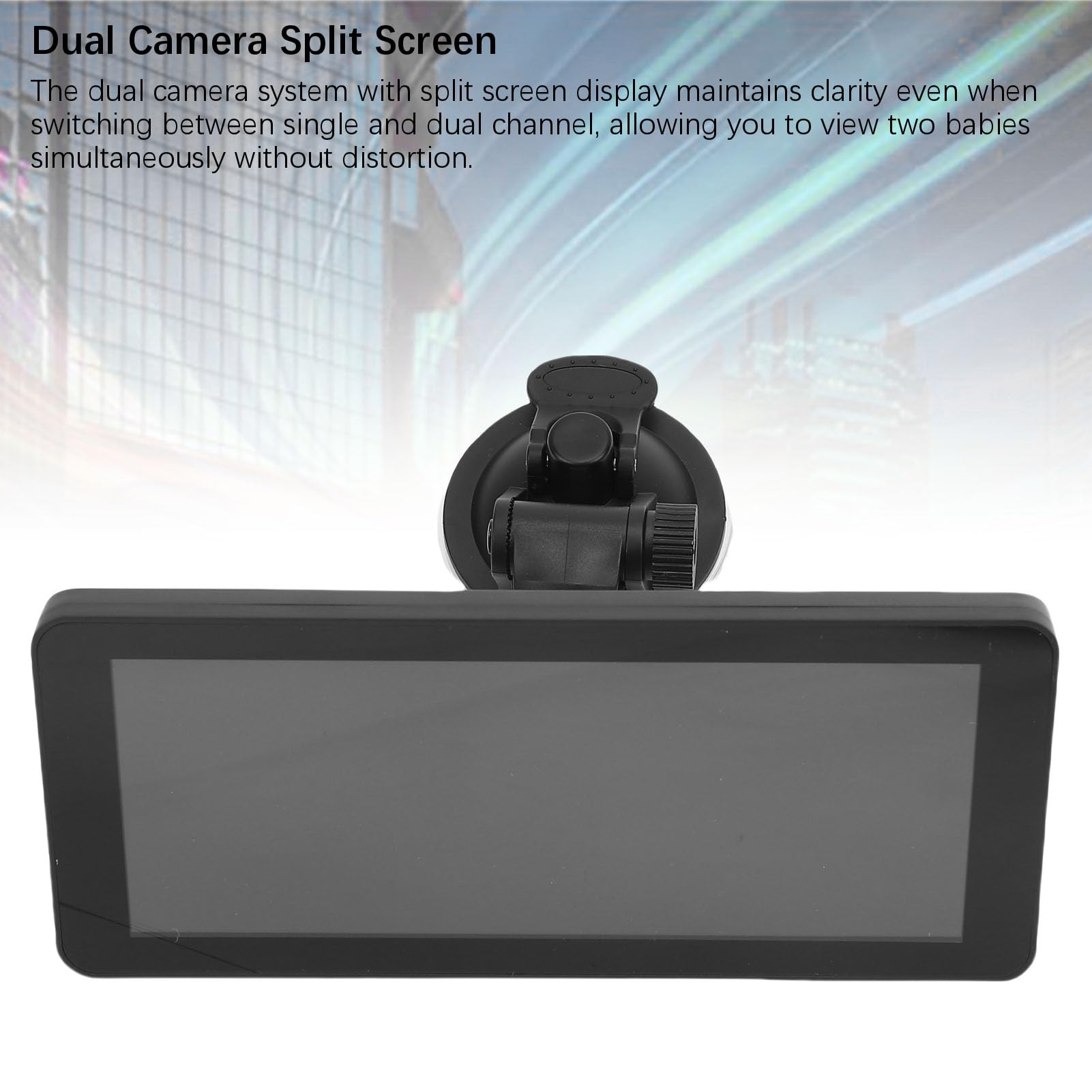 Yctze Double Caméra de Voiture pour bébé, écran partagé HD de 6,86 Pouces, Moniteur de Siège Arrière 1080P avec Support Rotatif à 360 Degrés et Ventouse Stable, Idéal pour Voyager avec des Tout-petits