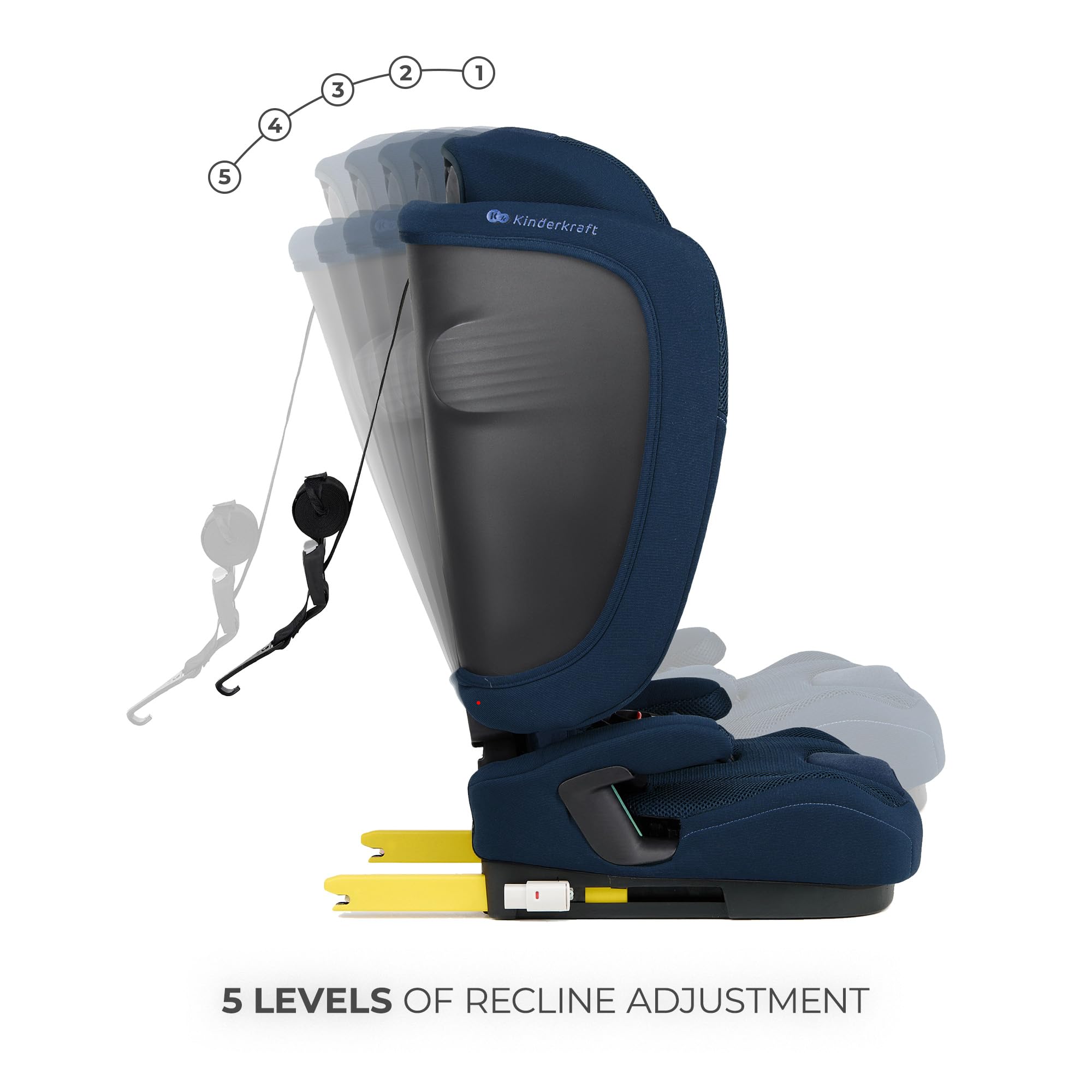 Kinderkraft FIX2GO fotelik dziecięcy i-Size, 76-150 cm, ISOFIX, Top Tether, czujnik saferide, do ok. 12 lat, systemy bezpieczeństwa, wysokiej jakości pokrowce, fotelik dziecięcy, fotelik dziecięcy