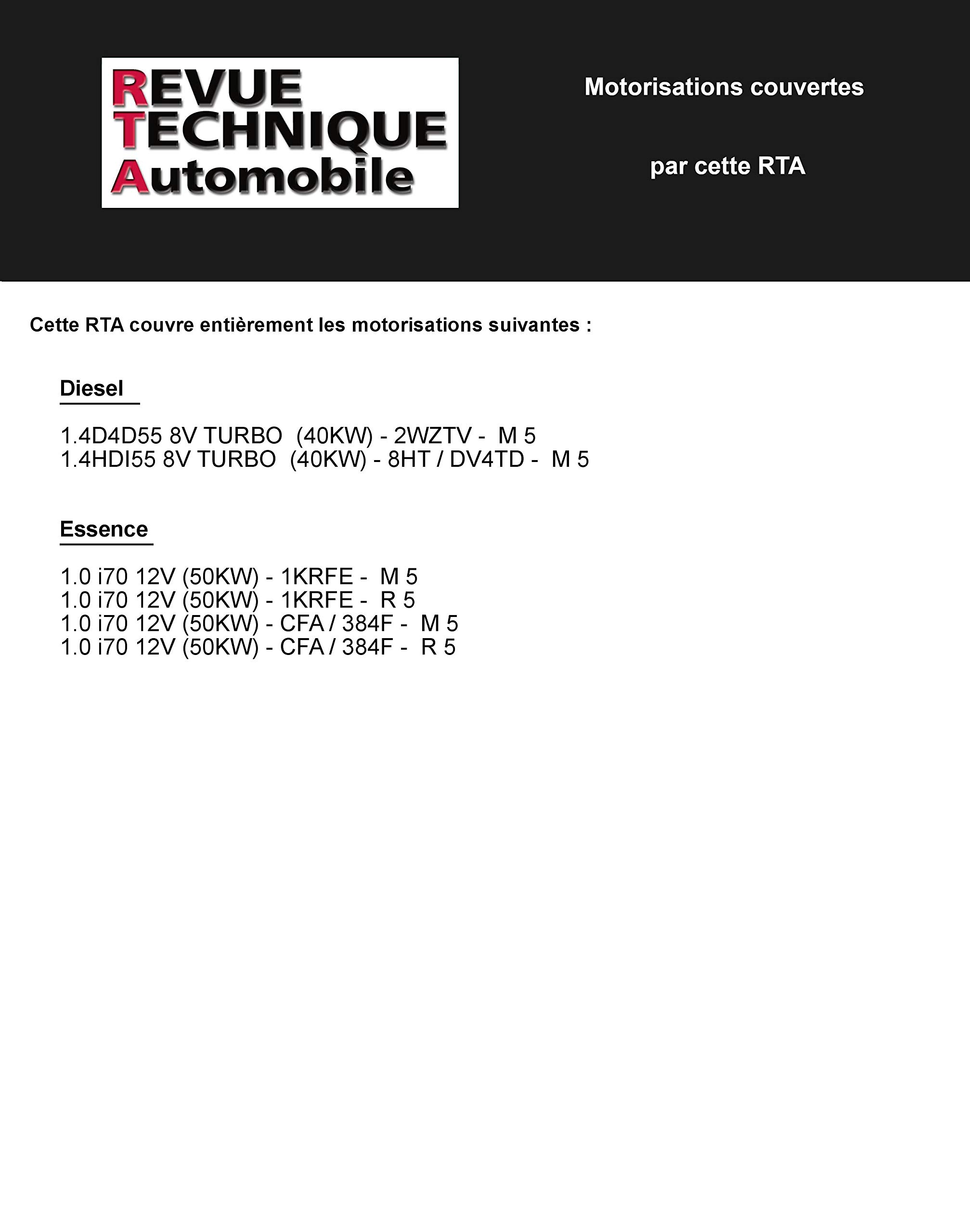 E.T.A.I - Revue Technique Automobile B701.5 - CITROEN /- PEUGEOT/- TOYOTA C1 PHASE 1/107/AYGO 1 PHASE 1 - 2005 à 2008