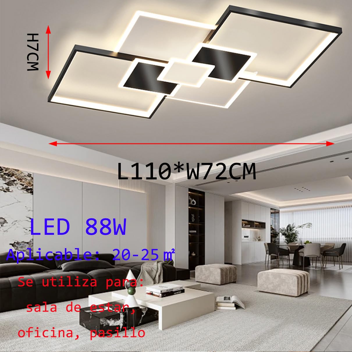 Plafoniera LED Moderna Dimmerabile con Telecomando per Soggiorno | Lampada da Soffitto LED per Camera da Letto, Cucina, Ingresso e Ufficio, Risparmio Energetico e Facile Installazione