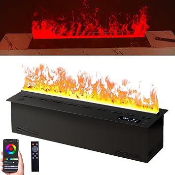 COUCHO 3D Water Vapour Electric Fireplace, Multi-Color LED 3D Flame Effect, Intelligent Water Control, Smart App/Remote/Touch Control, 3mm Ultra-thin Panel 80cm/31.5in