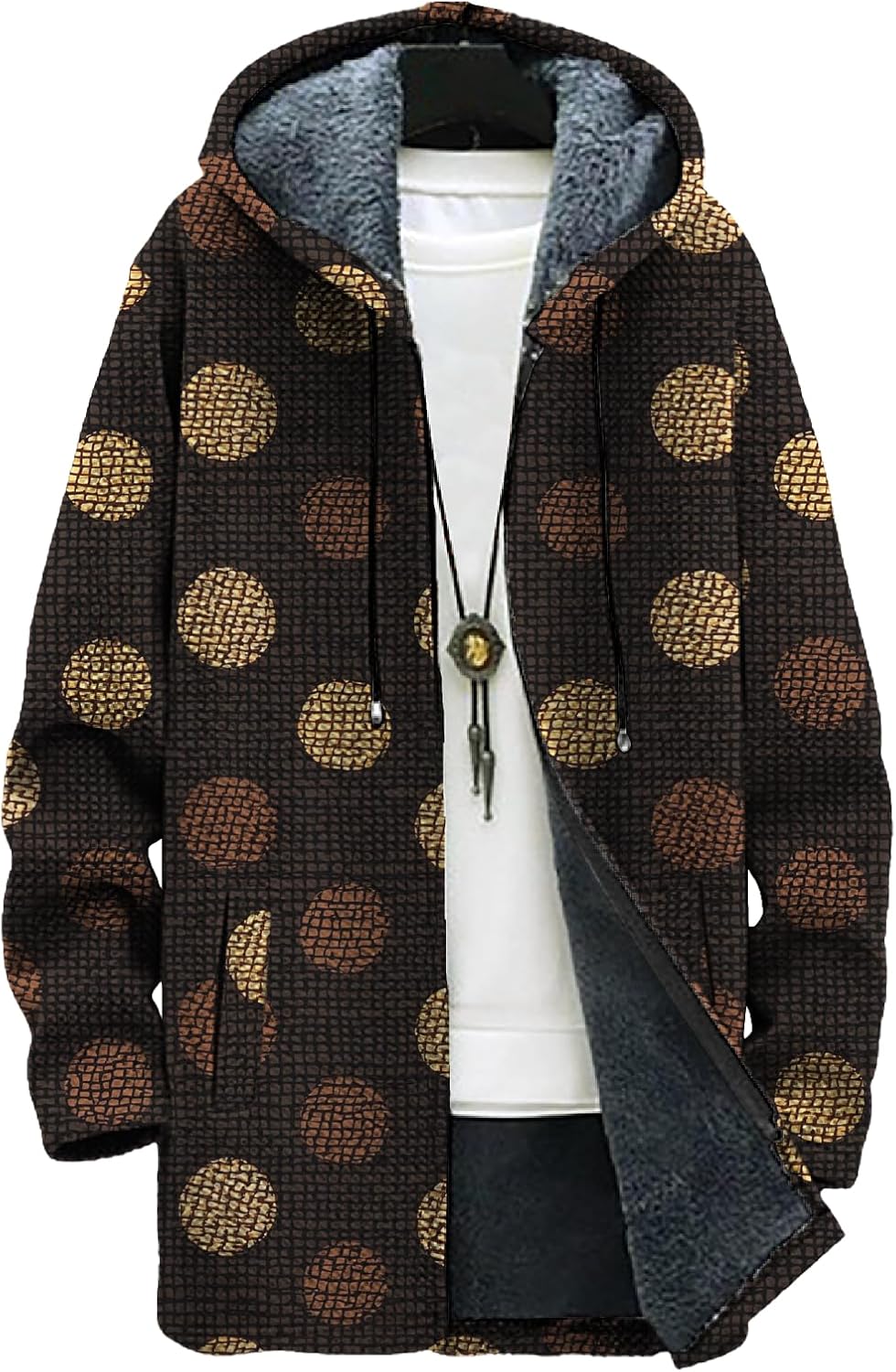 domirica Mens Vintage Ethnic Print Fleece Lined Full-Zip Jacket Big and Tall Comfy Daily Vacation Travel Coat