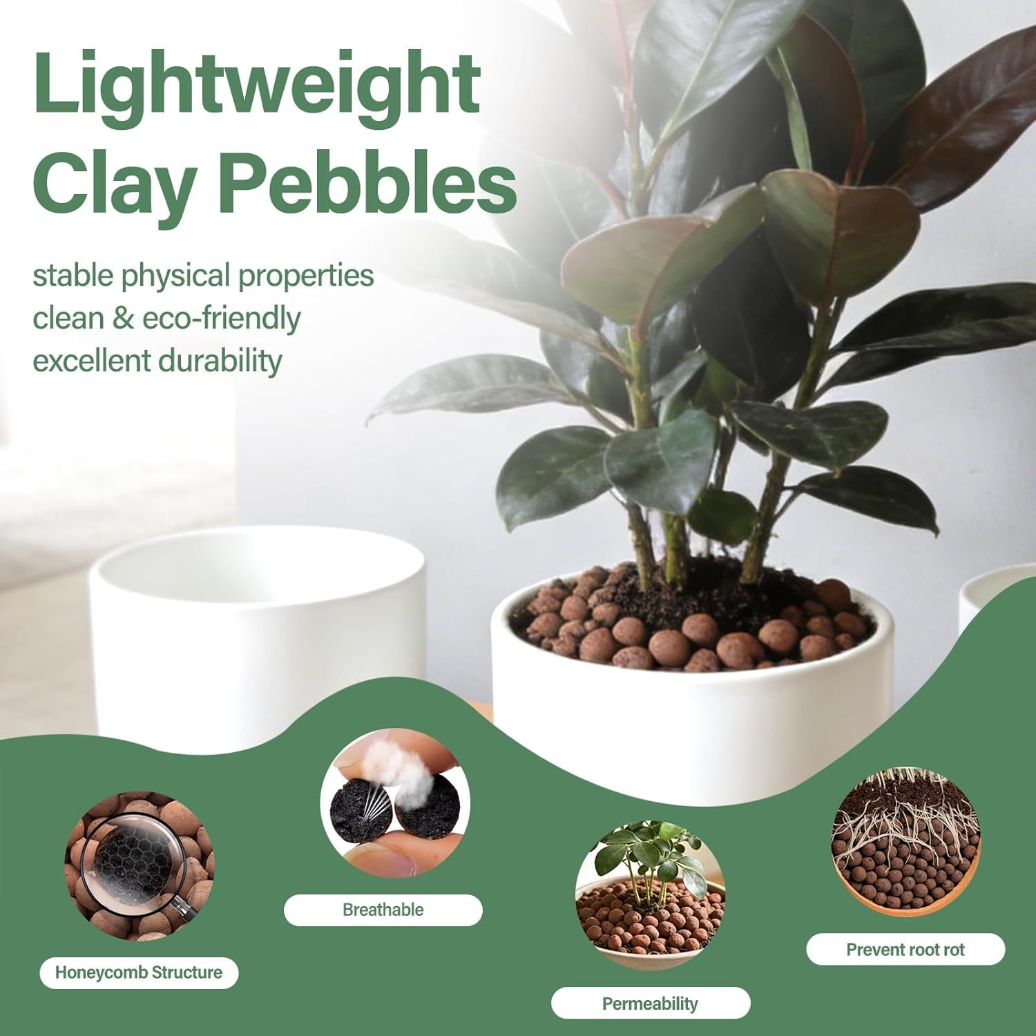 Halatool Guijarros de arcilla orgánica de 6 libras de 4 a 16 mm de leca para plantas 100% natural de arcilla hidropónica para cultivo hidropónico, orquídeas, drenaje, decoración acuapónica
