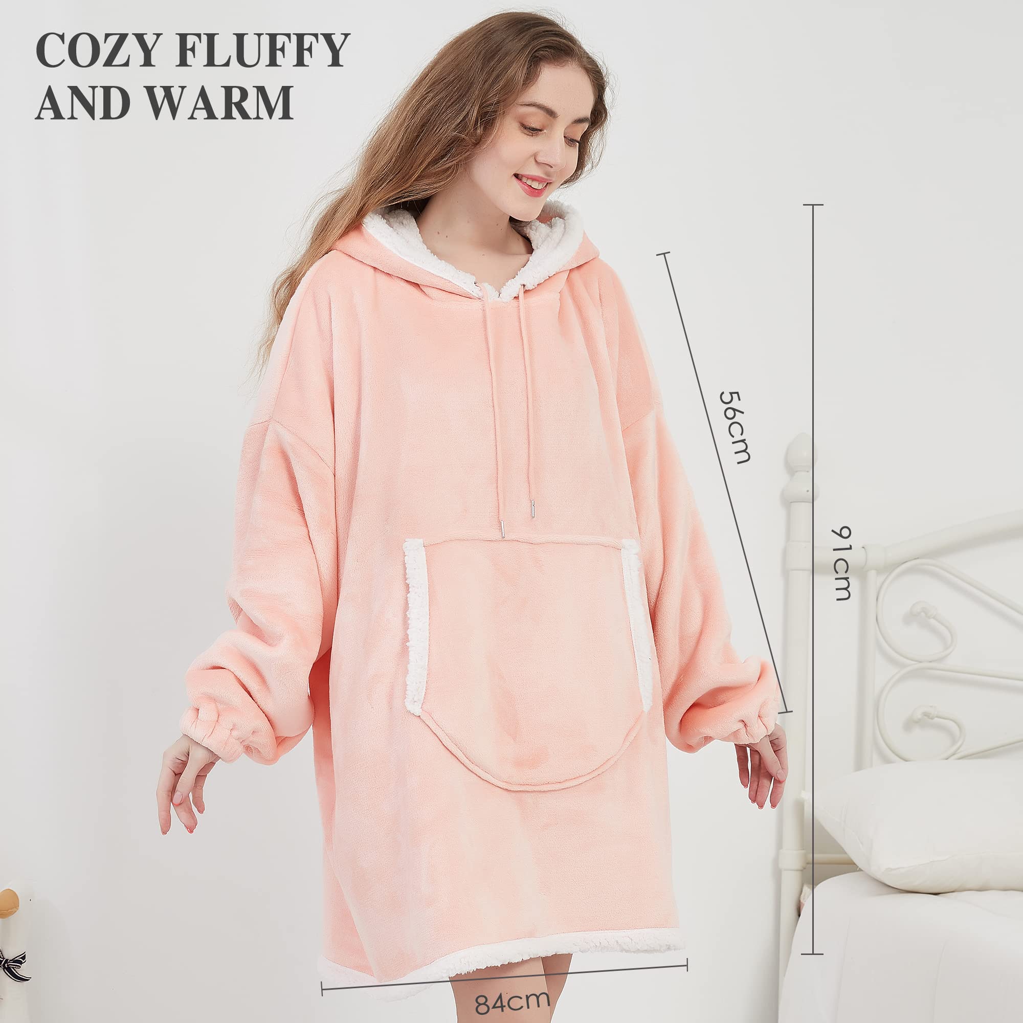 Viviland - Felpa con cappuccio sherpa, morbida, calda, con grande tasca anteriore, per guardare la TV, coperta per adulti