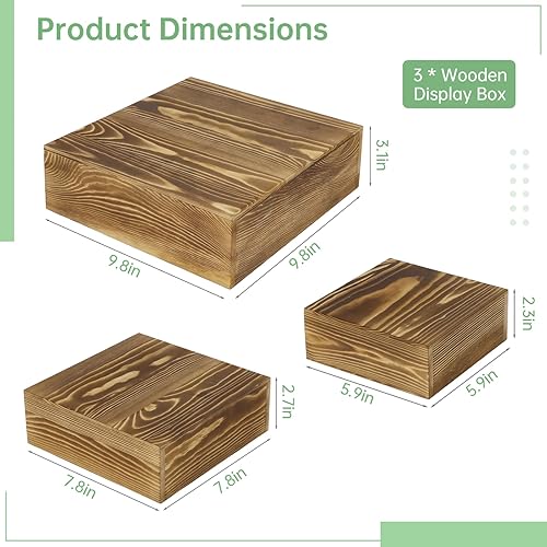 Miniatura 4 de Cajas apilables de madera natural  Juego de caja cuadrada de madera para almacenamiento de cupcakes  Soporte de pastel vintage para fiestas,