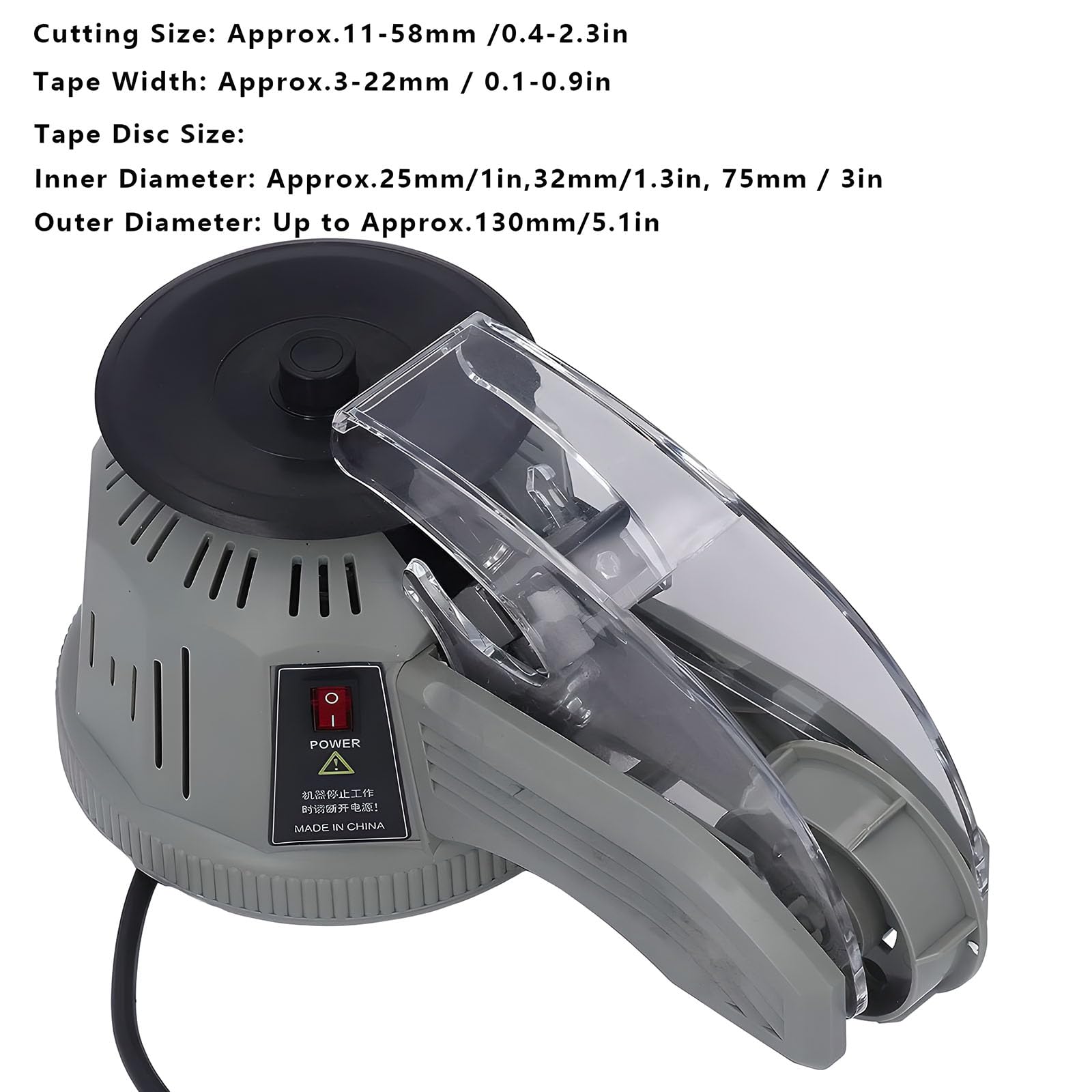 Dispenser automatico di nastro, macchina da taglio per spedizioni, confezioni regalo, scuole e aziende, larghezza di taglio 3-22 mm, lunghezza di taglio 11-58 mm, rullo staccabile